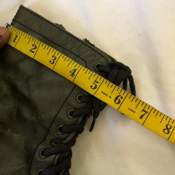 Green Steve Madden Troopa Military Combat Biker Ankle leather lace-up boots Goth - Picture 6 of 7